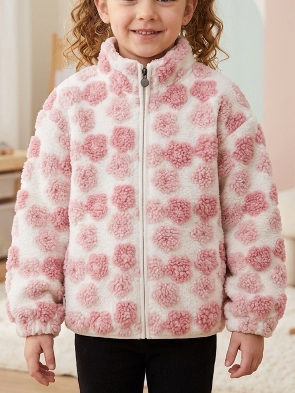Lucky Brand Pink and Cream Floral Sweater